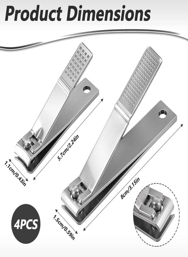 Nogeqi 4 Pcs Nail Clippers for Thick Nails, Straight Edge Large Nail Clippers Stainless Steel Nails Cutters No Curve for Toenail Men Women - Image 2